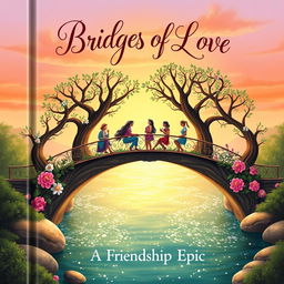 An enchanting cover design for the book entitled 'Bridges of Love; A Friendship Epic'