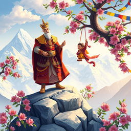 A beautifully illustrated Tibetan tale inspired by Vikram Betal, set against the backdrop of the majestic Himalayas