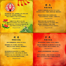 A visually striking collage of Tibetan proverbs artistically displayed on colorful background textures inspired by traditional Tibetan art