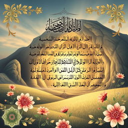 An artistic representation of the Quran, specifically the verse from Surah Al-Kahf (The Cave), featuring ornate calligraphy of the Arabic text