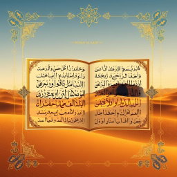 A beautifully ornate representation of the Quran, specifically the Surah Al-Kahf, featuring intricate calligraphy and illumination