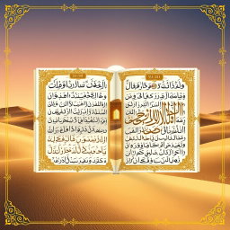 A beautifully ornate representation of the Quran, specifically the Surah Al-Kahf, featuring intricate calligraphy and illumination