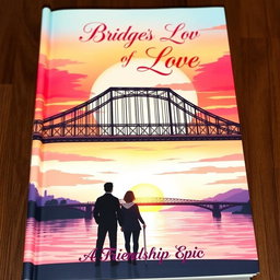 A captivating book cover design for 'Bridges of Love: A Friendship Epic'