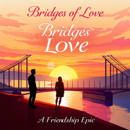 A captivating book cover design for 'Bridges of Love: A Friendship Epic'