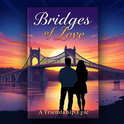 A captivating book cover design for 'Bridges of Love: A Friendship Epic'