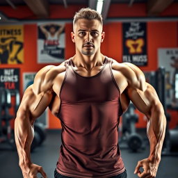 A muscular person standing confidently, showcasing their well-defined arms and strong physique