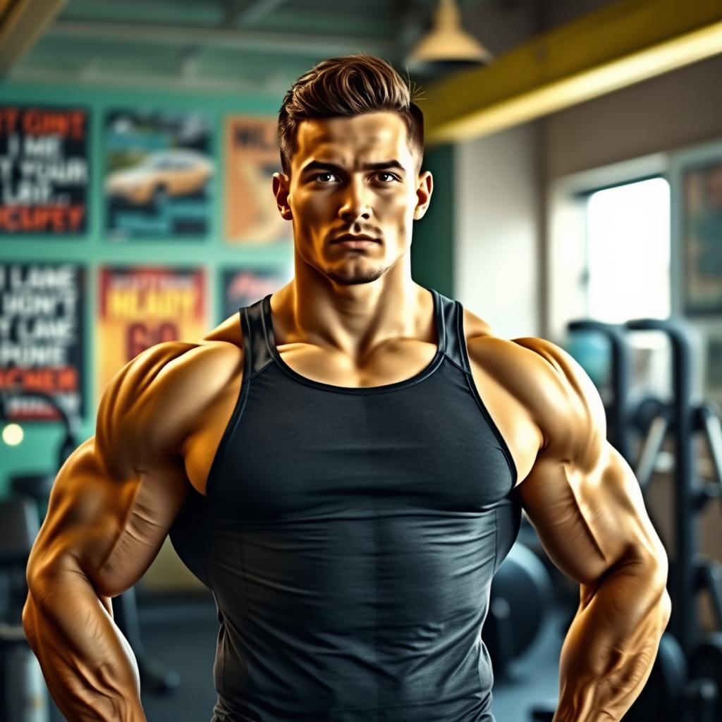 A muscular person standing confidently, showcasing their well-defined arms and strong physique