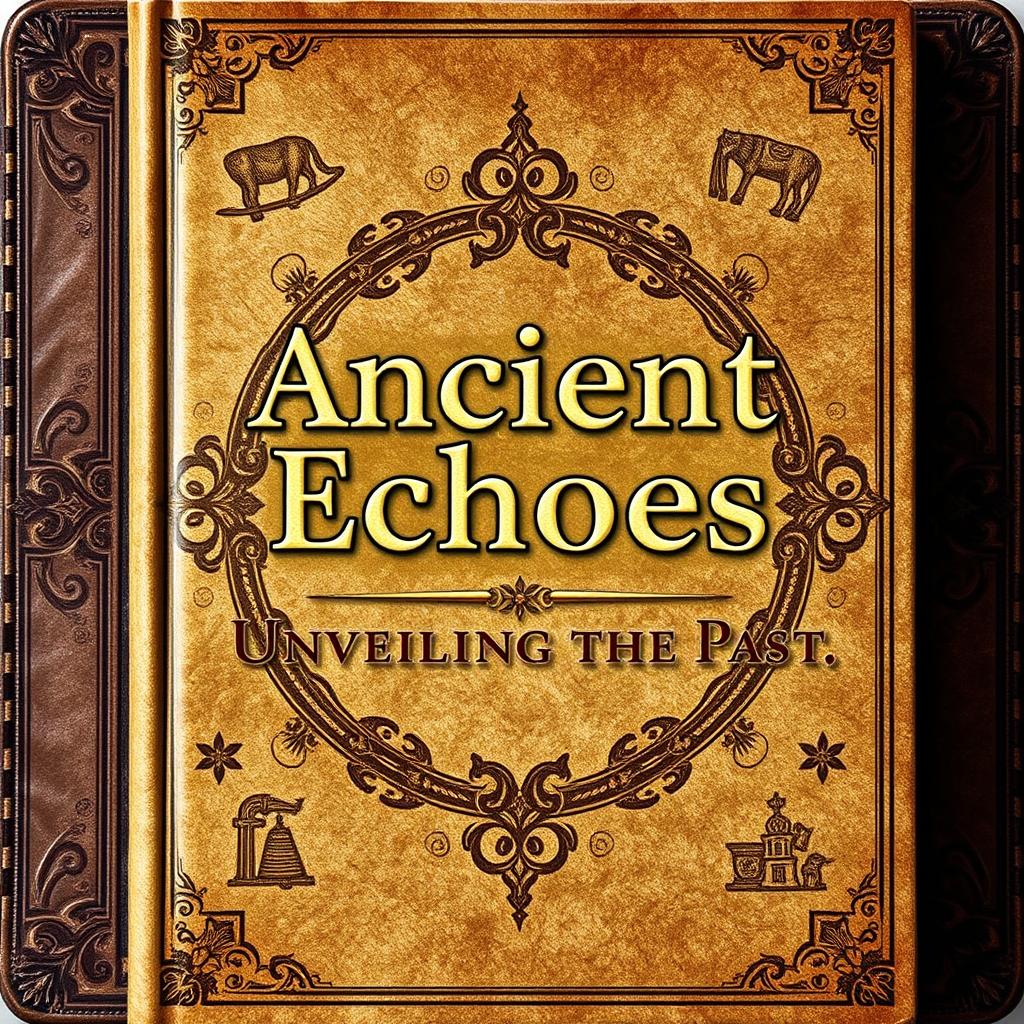 A book cover designed to evoke the feel of ancient history, featuring aged parchment or leather textures