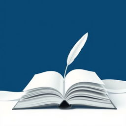 A striking visual artwork representing the essence of literature using only two colors, such as deep blue and crisp white