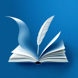 A striking visual artwork representing the essence of literature using only two colors, such as deep blue and crisp white