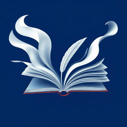 A striking visual artwork representing the essence of literature using only two colors, such as deep blue and crisp white