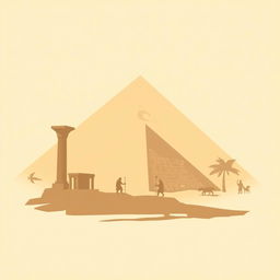 A visually striking image representing ancient history using only two colors, such as sepia and cream