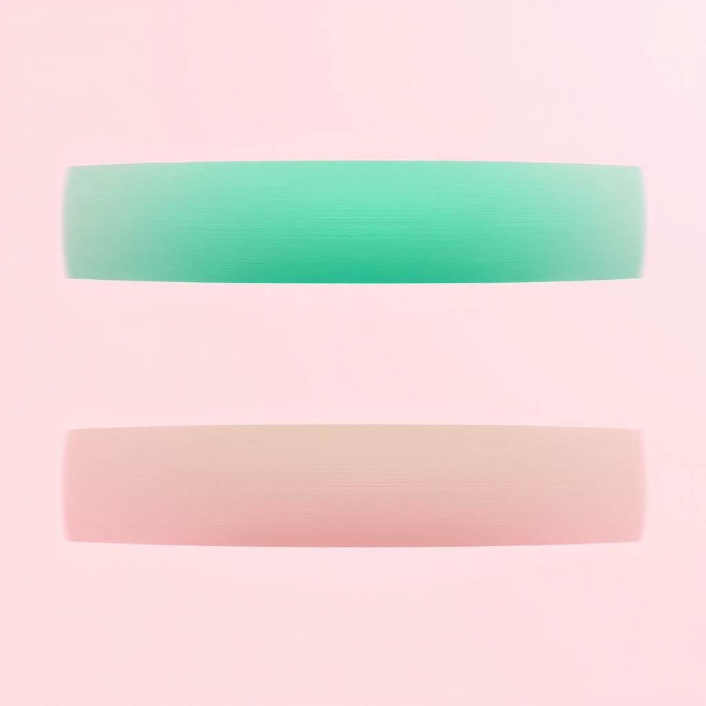 A minimalist abstract artwork featuring two horizontal color bands, one in a rich emerald green and the other in a soft pastel pink
