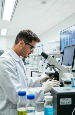 A medical laboratory technician working diligently in a modern laboratory