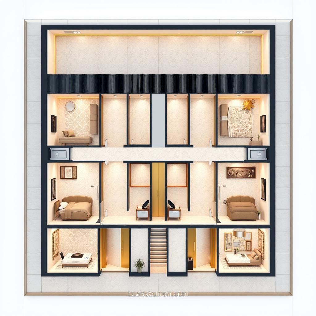 A single floor architectural plan for a residential tower building on a 1500 square meter plot