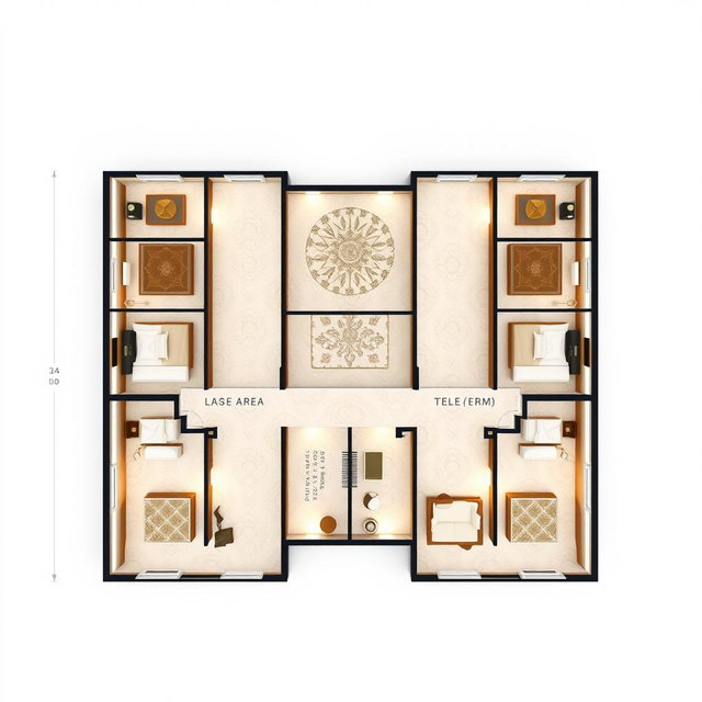 A single floor architectural plan for a residential tower building on a 1500 square meter plot