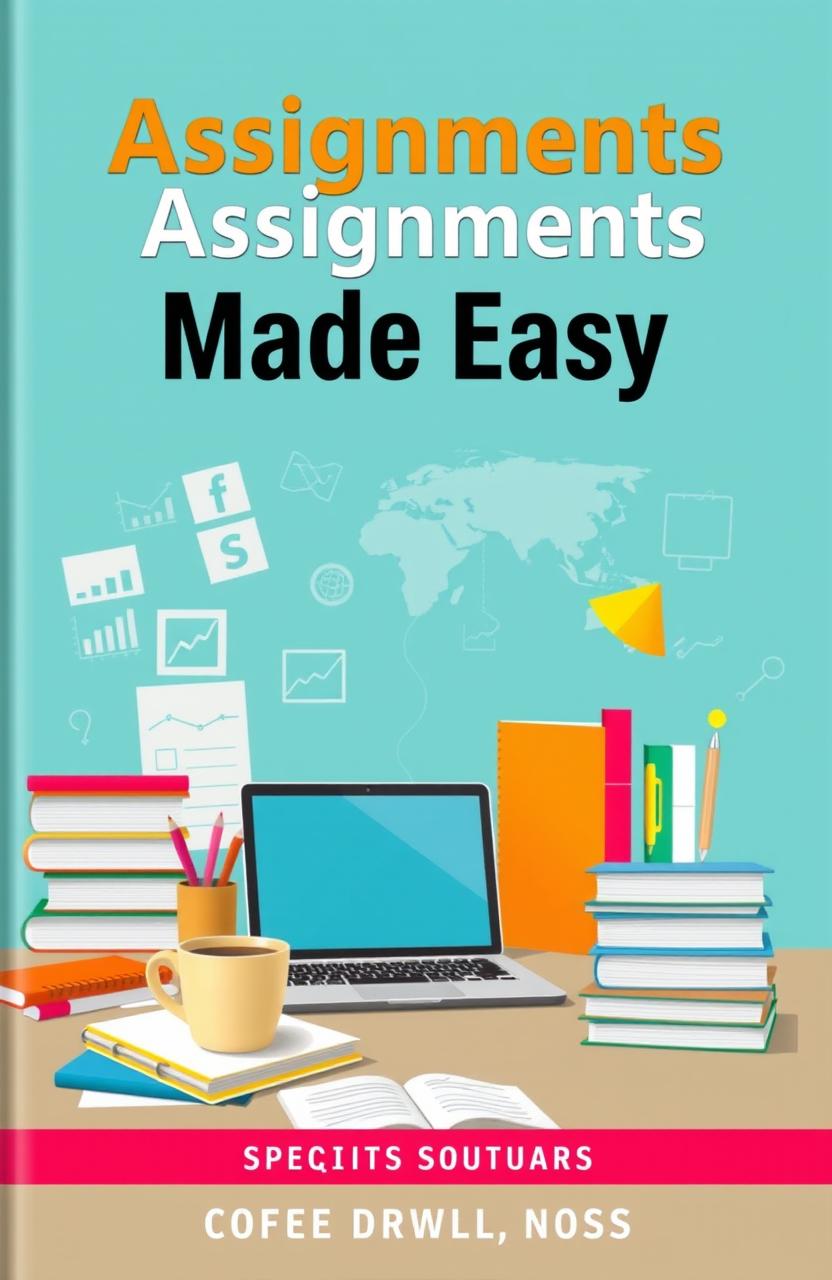 A book cover designed for academic assignments, featuring a colorful and engaging layout