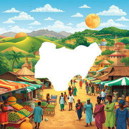 A comprehensive illustration showcasing the diverse physical and social environment of Nigeria
