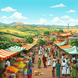 A comprehensive illustration showcasing the diverse physical and social environment of Nigeria