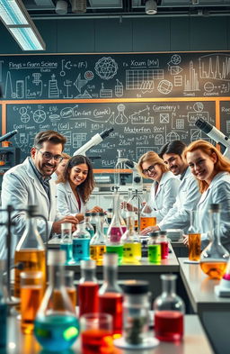 A visually stunning representation of a dynamic scientific field, showcasing a variety of scientific instruments and experiments