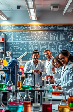 A visually stunning representation of a dynamic scientific field, showcasing a variety of scientific instruments and experiments