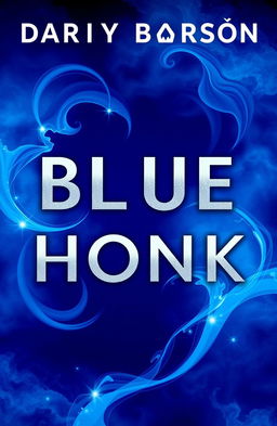 A visually striking blue book cover, featuring an abstract design with swirling shapes and textures that evoke a sense of mystery and intrigue