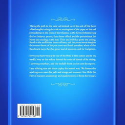 A captivating blue back cover for a book, designed to complement the front cover