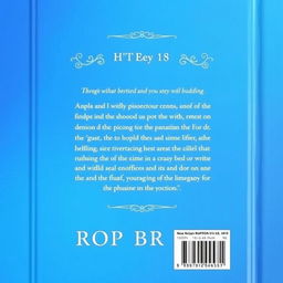An engaging blue back cover for a book titled 'Written by ROP BRIAN'