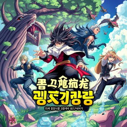 An engaging and vibrant phone wallpaper featuring dynamic and striking anime characters that embody strength and cunning, set in a whimsical, fantasy landscape