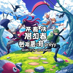 An engaging and vibrant phone wallpaper featuring dynamic and striking anime characters that embody strength and cunning, set in a whimsical, fantasy landscape