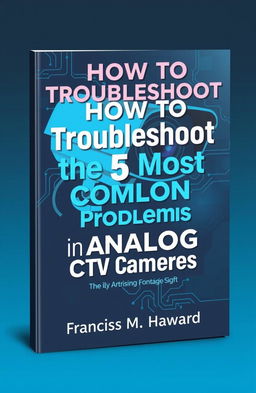 A book cover design for 'How to Troubleshoot the 5 Most Common Problems in Analog CCTV Cameras' by Francis M