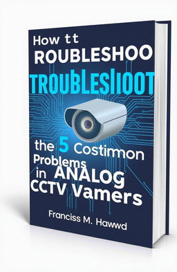 A book cover design for 'How to Troubleshoot the 5 Most Common Problems in Analog CCTV Cameras' by Francis M