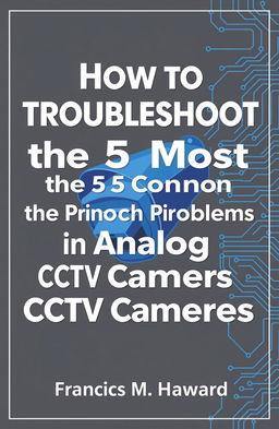 A book cover design for 'How to Troubleshoot the 5 Most Common Problems in Analog CCTV Cameras' by Francis M
