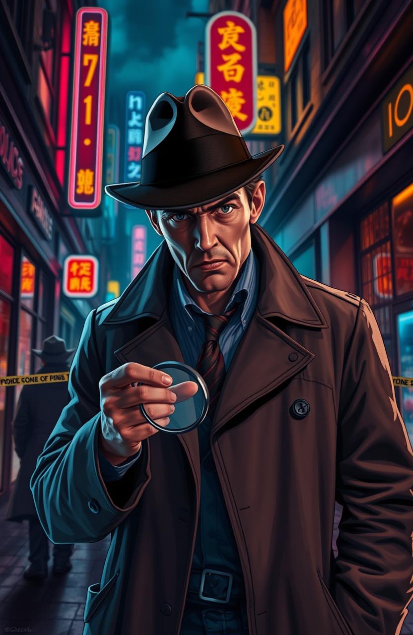 A smart detective solving crimes in a bustling city
