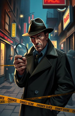 A smart detective solving crimes in a bustling city