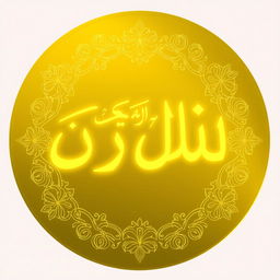 A circular image featuring the words 'روح وريحان' in a beautiful golden-yellow hue reminiscent of sunlight or a vibrant fluorescent green