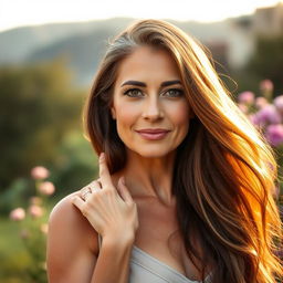 A mature woman exuding natural beauty, with a serene expression