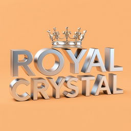 A stunning three-dimensional design featuring the words 'ROYAL CRYSTAL' crafted from aluminum, showcasing a sleek, reflective surface