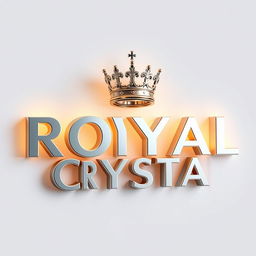 A stunning three-dimensional design featuring the words 'ROYAL CRYSTAL' crafted from aluminum, showcasing a sleek, reflective surface