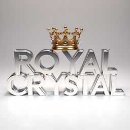 A stunning three-dimensional design featuring the words 'ROYAL CRYSTAL' crafted from aluminum, showcasing a sleek, reflective surface