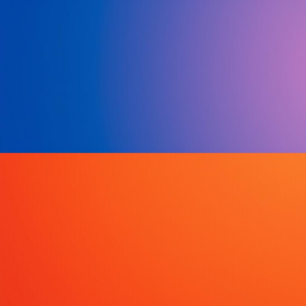 A visually striking abstract image consisting solely of two horizontal color bands: one in vibrant royal blue and the other in a rich sunset orange