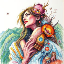 A vibrant, expressive drawing inspired by the photo, capturing the emotion and scenery with rich detail