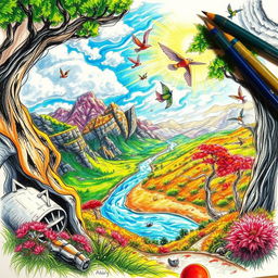A vibrant, expressive drawing inspired by the photo, capturing the emotion and scenery with rich detail
