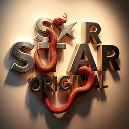 A striking three-dimensional design featuring the words 'STAR ORIGINAL' made from aluminum, showcasing a sleek metallic texture