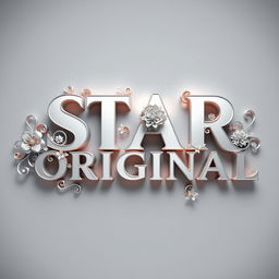 A beautiful three-dimensional design featuring the words 'STAR ORIGINAL' made from aluminum, embellished with intricate and elegant decorations