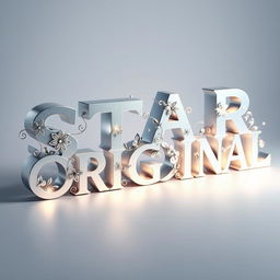 A beautiful three-dimensional design featuring the words 'STAR ORIGINAL' made from aluminum, embellished with intricate and elegant decorations