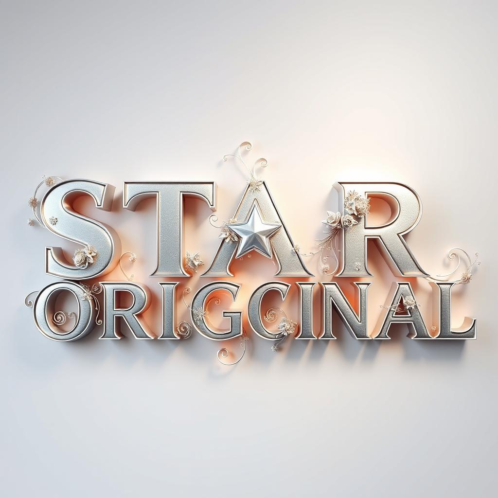 A beautiful three-dimensional design featuring the words 'STAR ORIGINAL' made from aluminum, embellished with intricate and elegant decorations