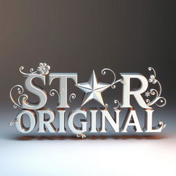 A beautiful three-dimensional design featuring the words 'STAR ORIGINAL' made from aluminum, embellished with intricate and elegant decorations