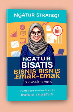 A captivating e-book cover for 'Ngatur Strategi Bisnis Ala Emak-emak' by Indari Mastuti, published by Indscript