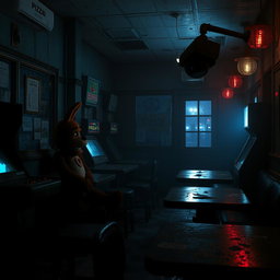 A spooky and atmospheric scene inspired by Five Nights at Freddy's (FNAF)